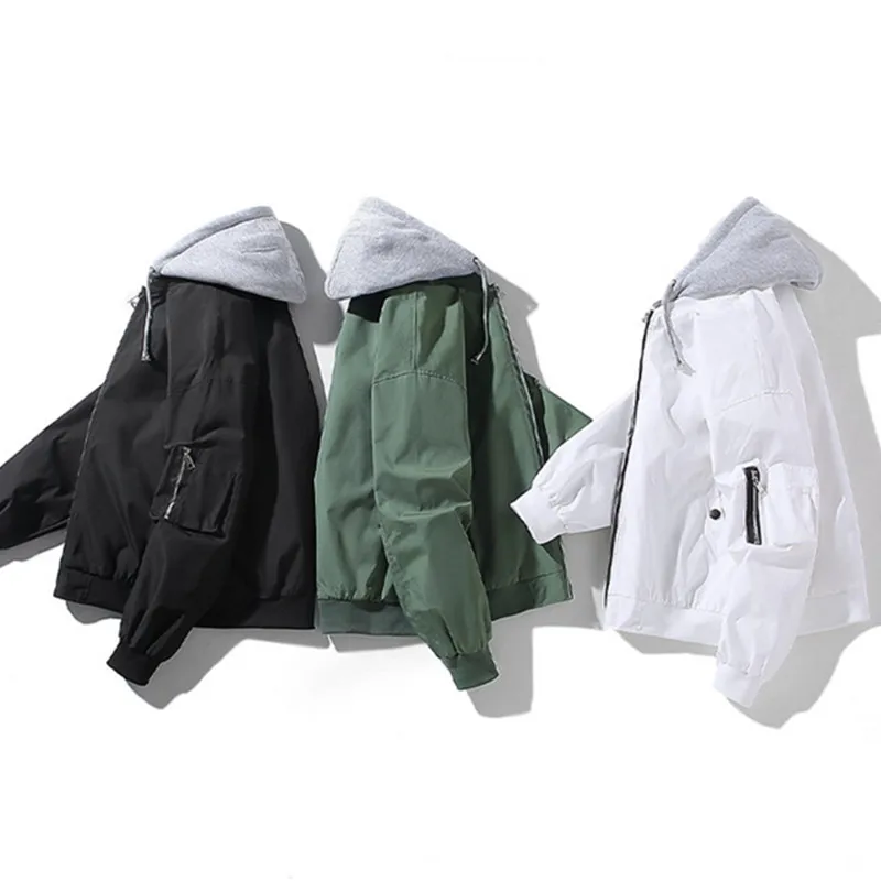 

Spring Autumn Fashion 3 Solid Color Hat Detachable Patchwork Loose Couples Outwear