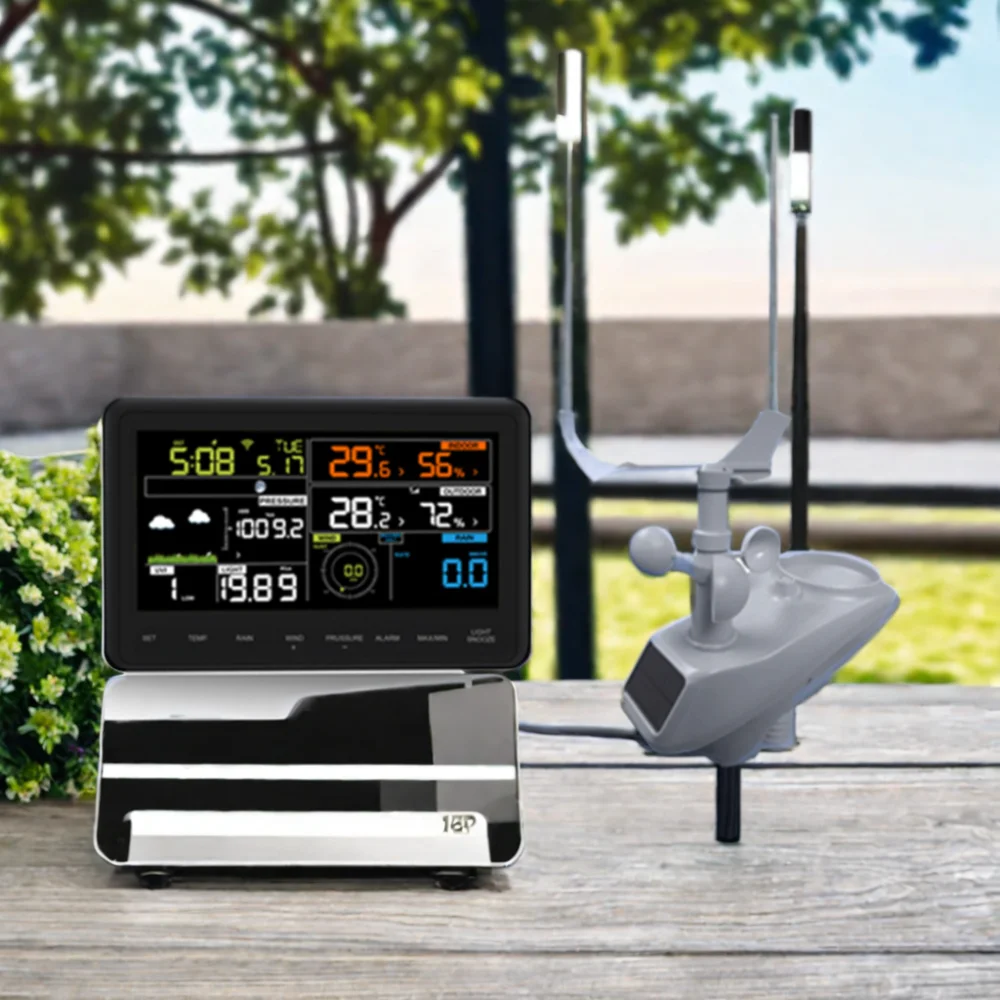 Estación meteorológica con aplicación WIFI TLF AW006, grabadora de temperatura LCD colorida para interiores/exteriores, higrómetro para uso doméstico