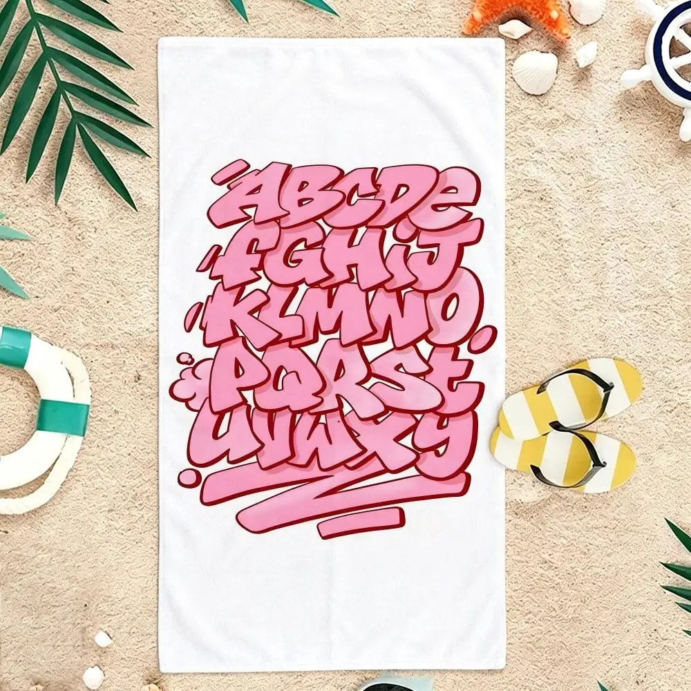 Minimal alphabet Towel Microfiber soft Beach Towel for Travel Fitness Sauna Bathing Camping