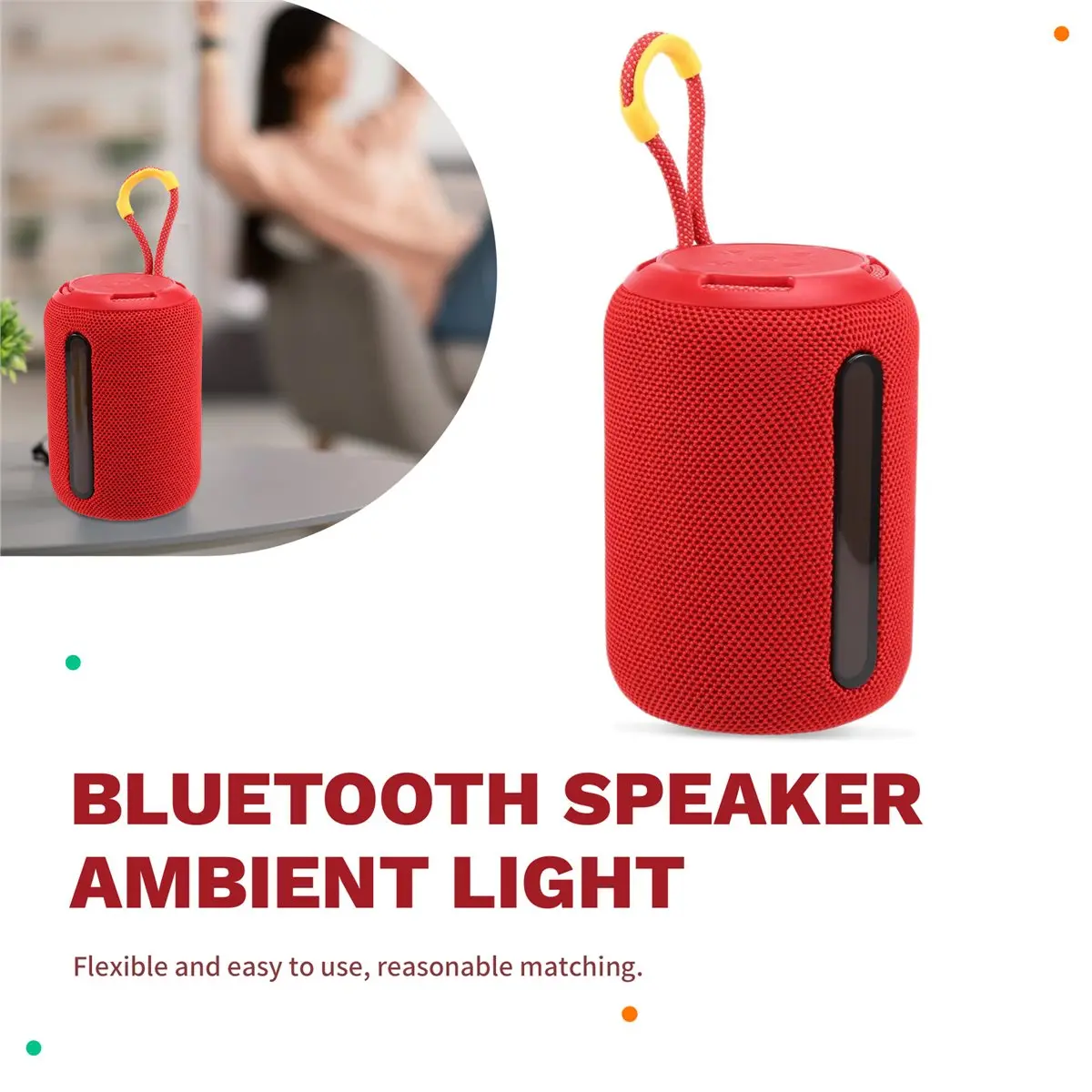 （2026 SUMMER）Portable Mini Bluetooth Speaker Wireless with RGB Color LED Light, Smart Surround Sound, Outdoor Travel Speaker Red