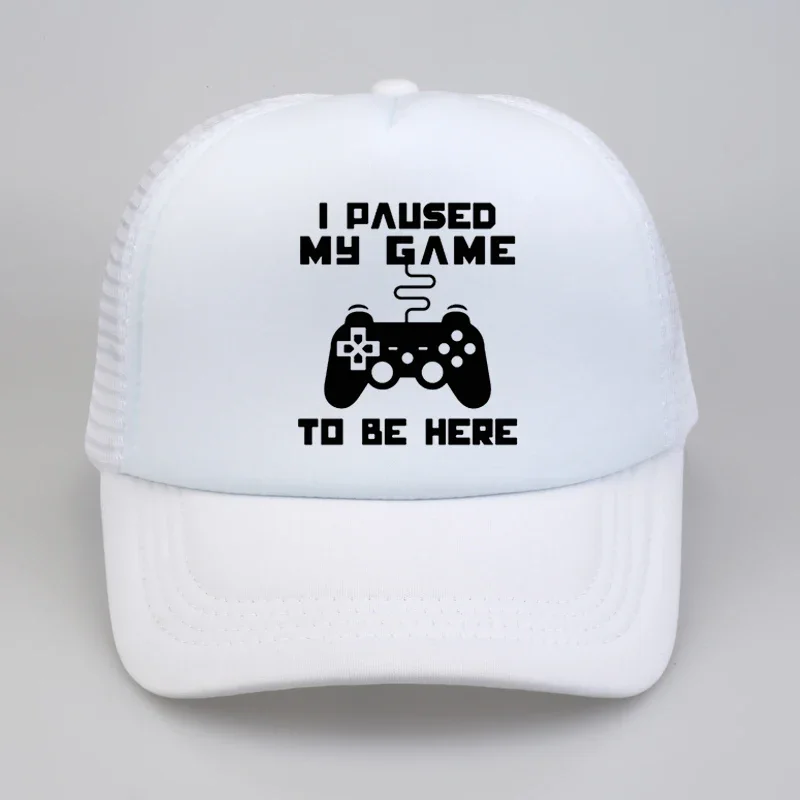 Gamer Dad hat Men I Paused My Game To Be Here Tops Interesting Play Computer Funny baseball cap Summer Men Women trucker cap