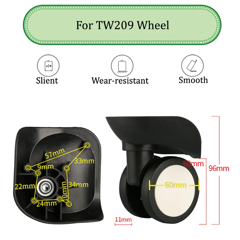 For TW209 Universal Wheel Replace The Luggage with Quiet Wear-resistant Push-pull Smooth Shock Absorption Replacement Accessory