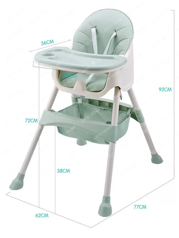 Baby high feeding chair Portable children's table folding dining chair adjustable height multifunctional food chair with cushion