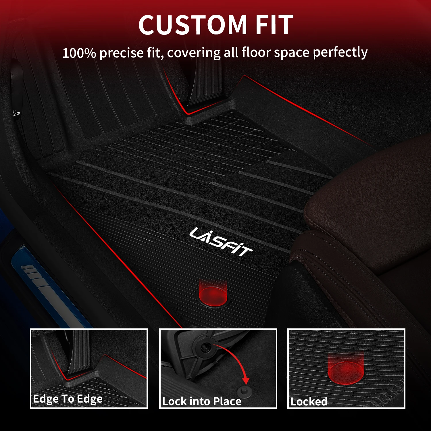 LASFIT Floor Mats for BMW 3 Series 2019-2025 (Only fit XDrive and RWD,not fit Sport Wagon, 330e ) 1st & 2nd Row TPE Liner