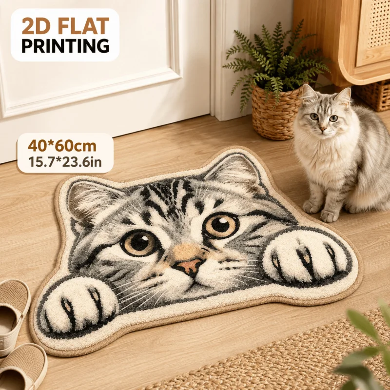 VIKAMA Christmas Animal Irregular Doormat Non‑Slip Floor Mat Gingerbread Man For Front Door Porch Xmas Home Decor