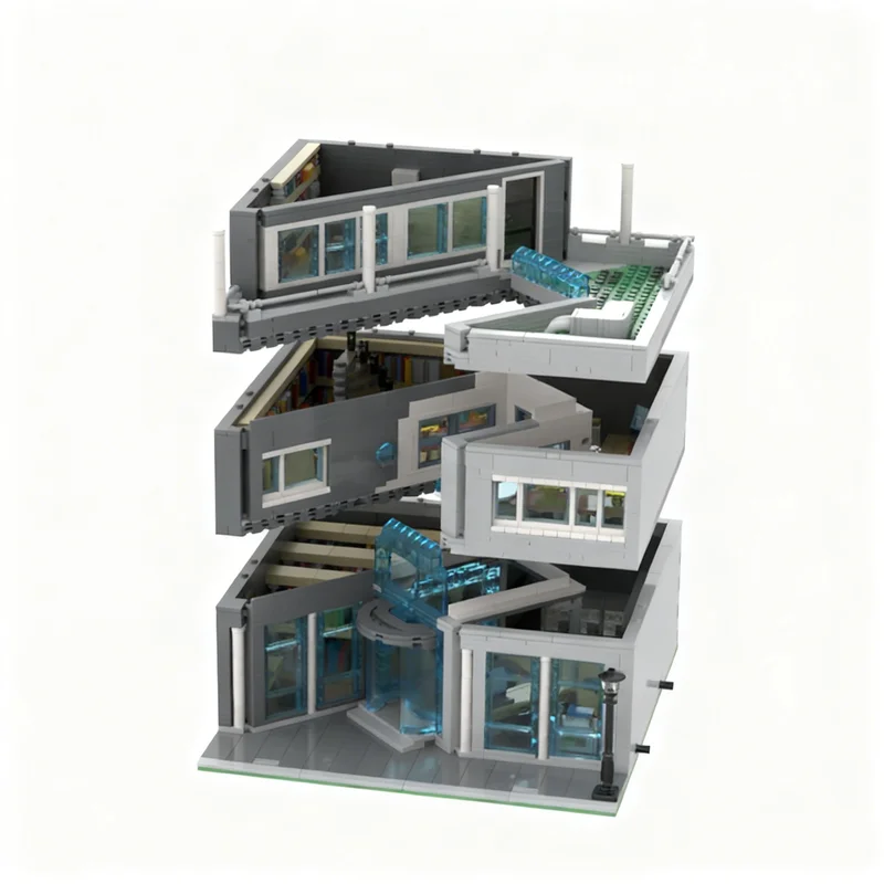 3082pcs MOC Modular Modern Library Streetscape Model Building Blocks DIY Gift Creative Collectible Display Decor Premium Adult