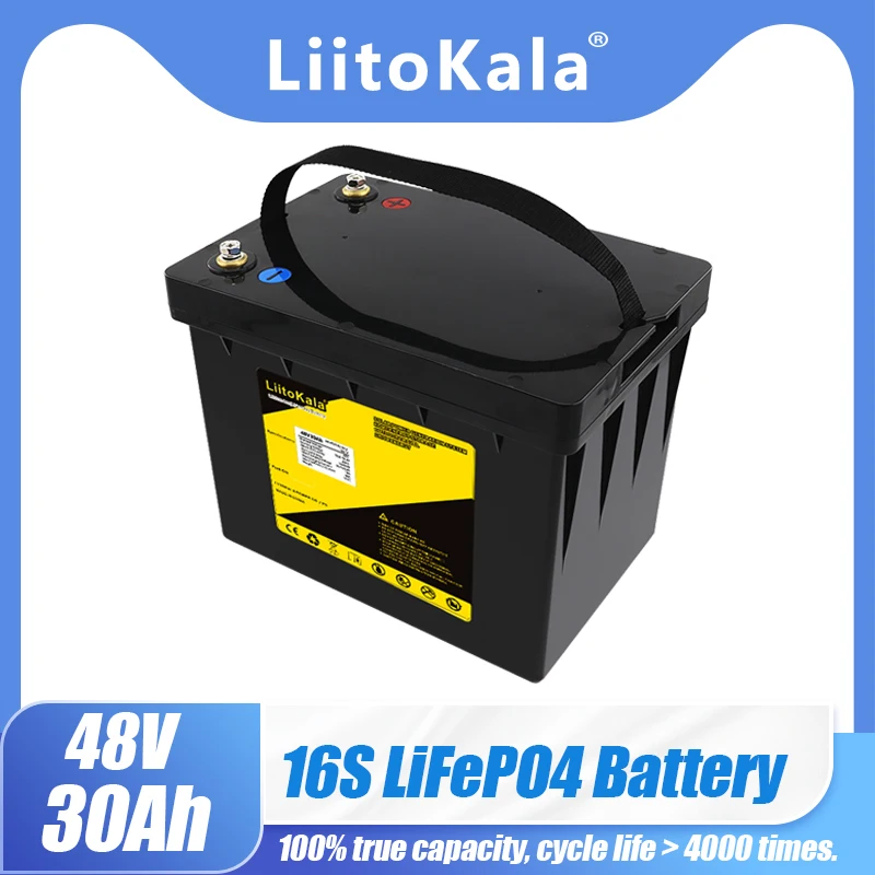 LiitoKala 48v 30ah lifepo4 battery with 30A BMS for  1500w machinery electric bicycle bike scooter go cart