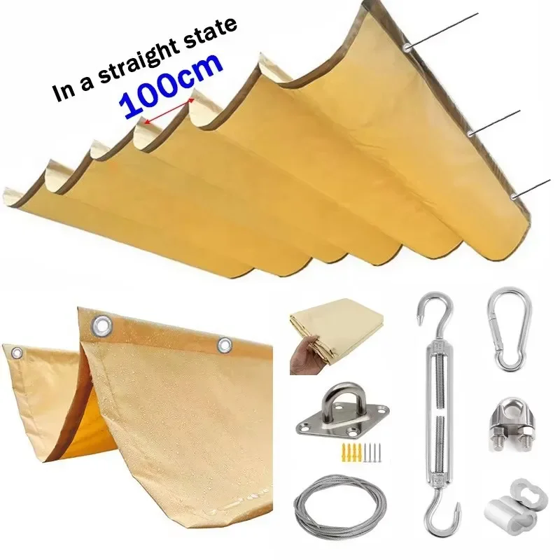 Width 2.5m New Style Awning Waterproof Telescopic Wave Sun Shade Sail Summer Patio Shading Pergola Sunshade Net with Accessories