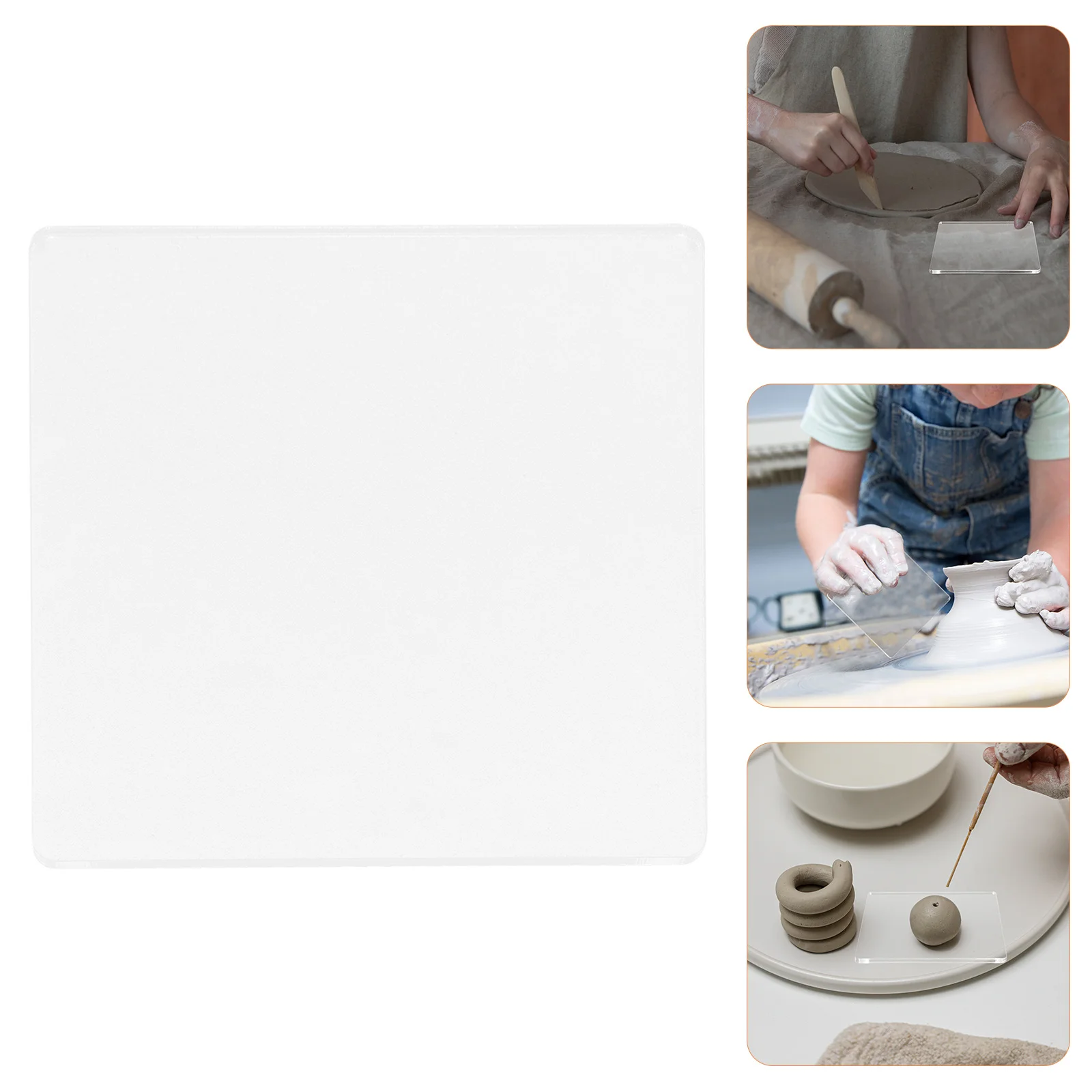 

5pcs Clay Pressing Backing Boards Acrylic Craft Tools For Pottery Sculpting Modelling Lightweight Durable Diy Transparent