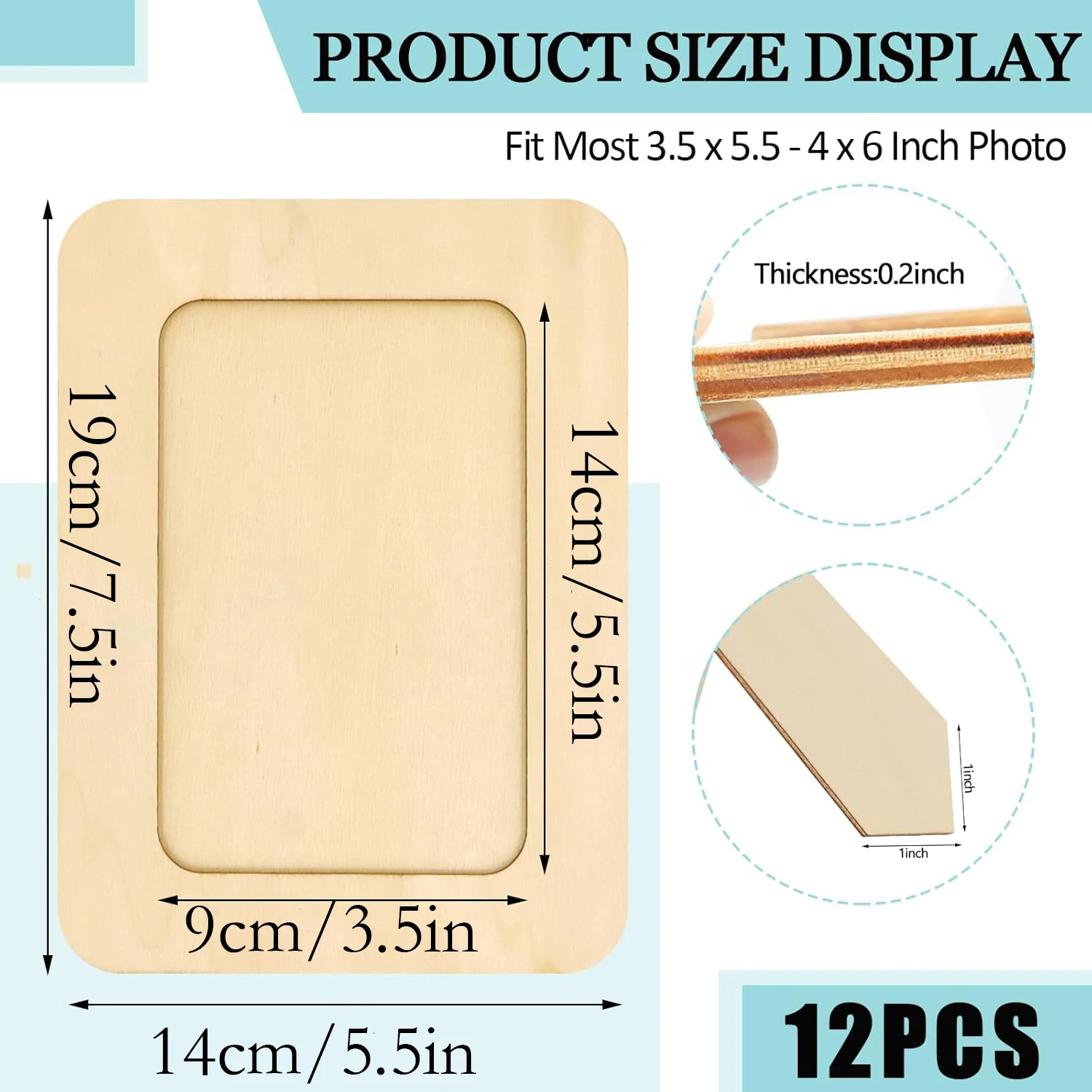 3 PCS DIY Wooden Picture Frames, Unfinished Solid Wood Photo Picture Frames for 4 x 6 in Photos, Standing Wooden Picture Frame