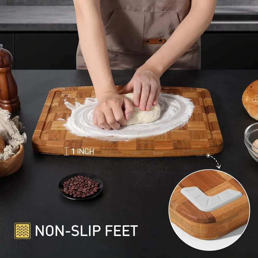 เขียงไม้ไผ่กันลื่น ทนทาน ใช้ได้กับอ่างล้างจาน เขียงไม้สำหรับครัว เขียงขนาดใหญ่พิเศษ