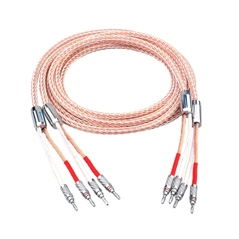 Pair 8TC Speaker Cable OCC Copper HiFi Audio Loudspeaker Wire Amplifier Horn Cables Banana Plug