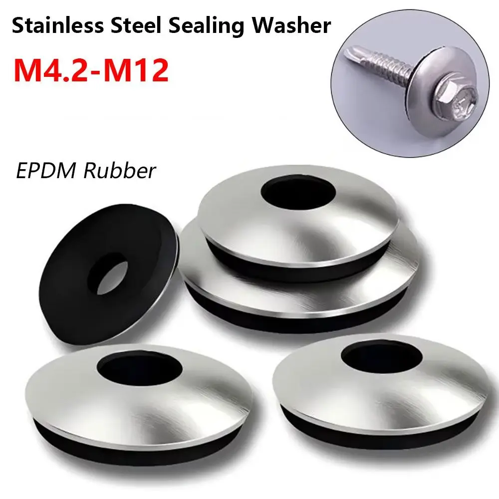 1Set 304 Stainless Steel Stainless Steel Sealing Washer Rubber One Pcs Design EPDM Bonded Sealing Washer Dustproof