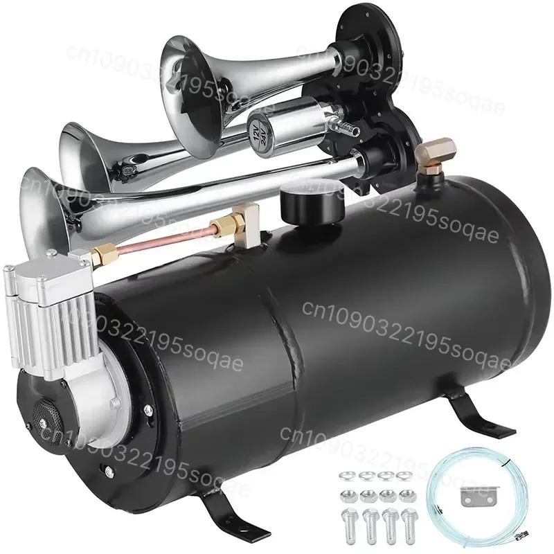 for 3/4 Trumpets 12V 150DB Loud Air Horn Train Horns Kit Max 150 PSI Working Pressure for Truck Cars SUV Boat Tractor RV ORV