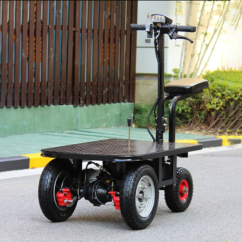 Electric 4-Wheel Multi-Functional Metal Trolley Cart Double Disc Brake System Customizable OEM Cargo Handling Transportation
