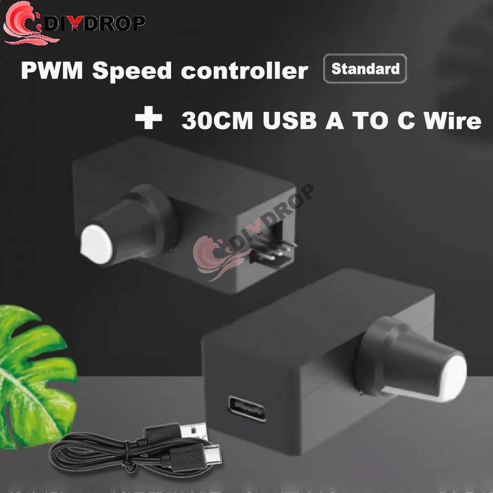 PWM Speed Controller 4Pin B3 Fan Speed Controller 30CM TYPE-C USB Interface Power Supply DIY Water-cooling Cooling Adjustable