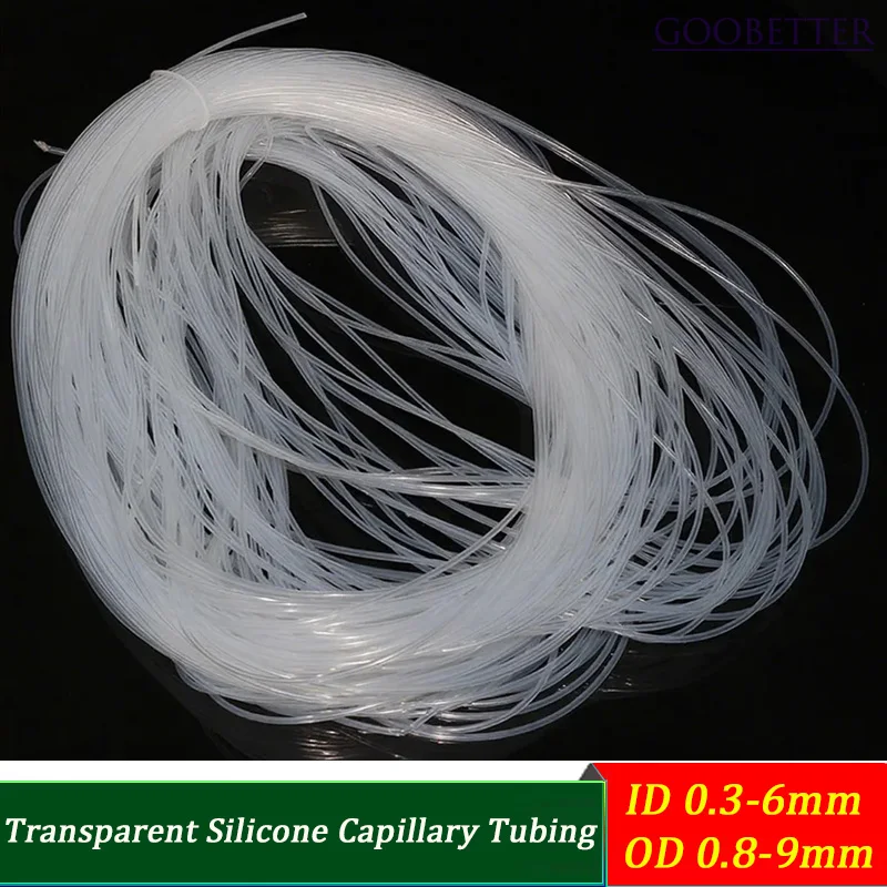 Transparent Silicone Capillary Tubing Small Size Micro Tube ID 0.3-6mm OD 0.8-9mm Flexible Lab Medical DIY