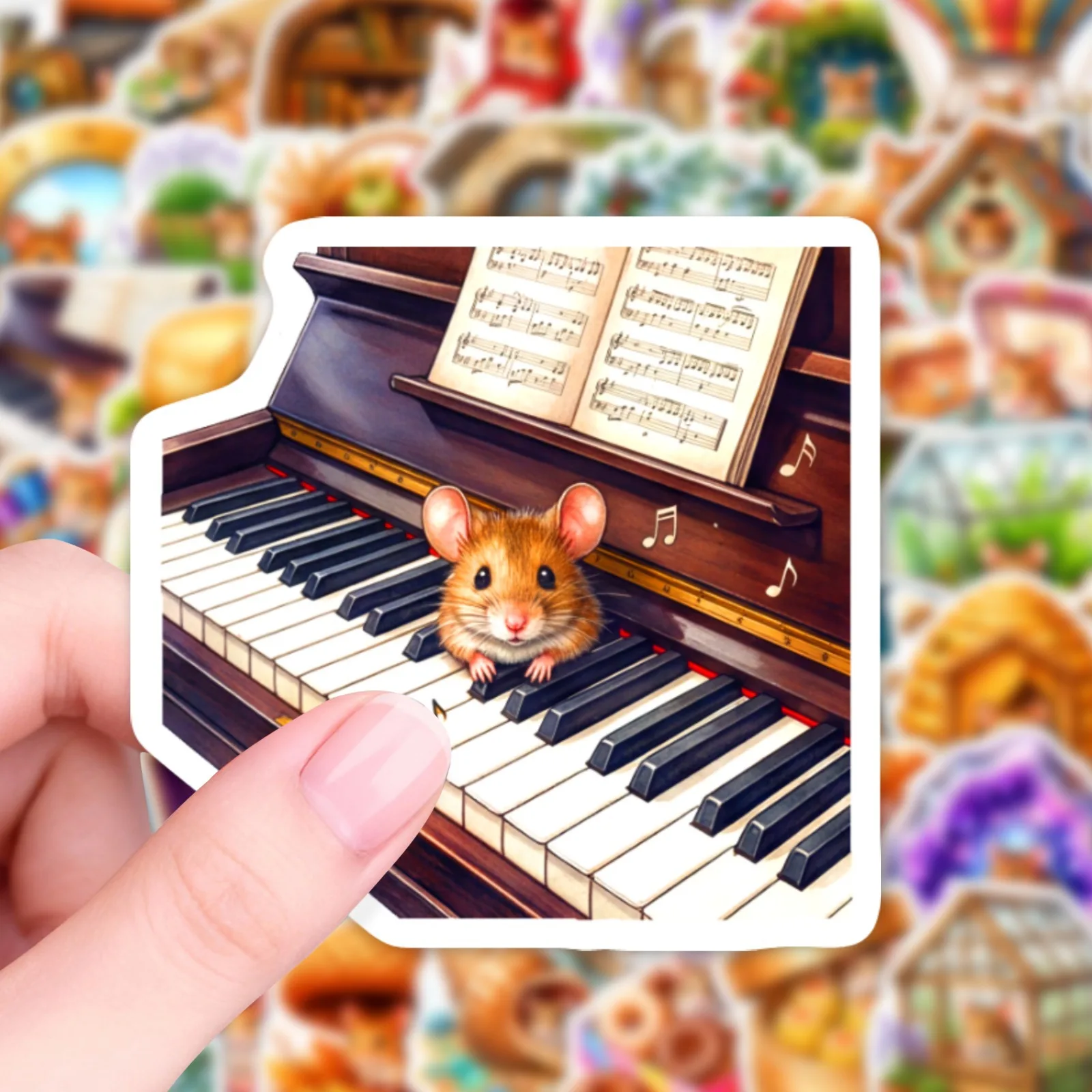 50 PCS Forest Autumn Fairy Tale Cartoon Personified Little Mouse Stickers Non Repeated Decorate Luggage Helmet Scrapbook Decals