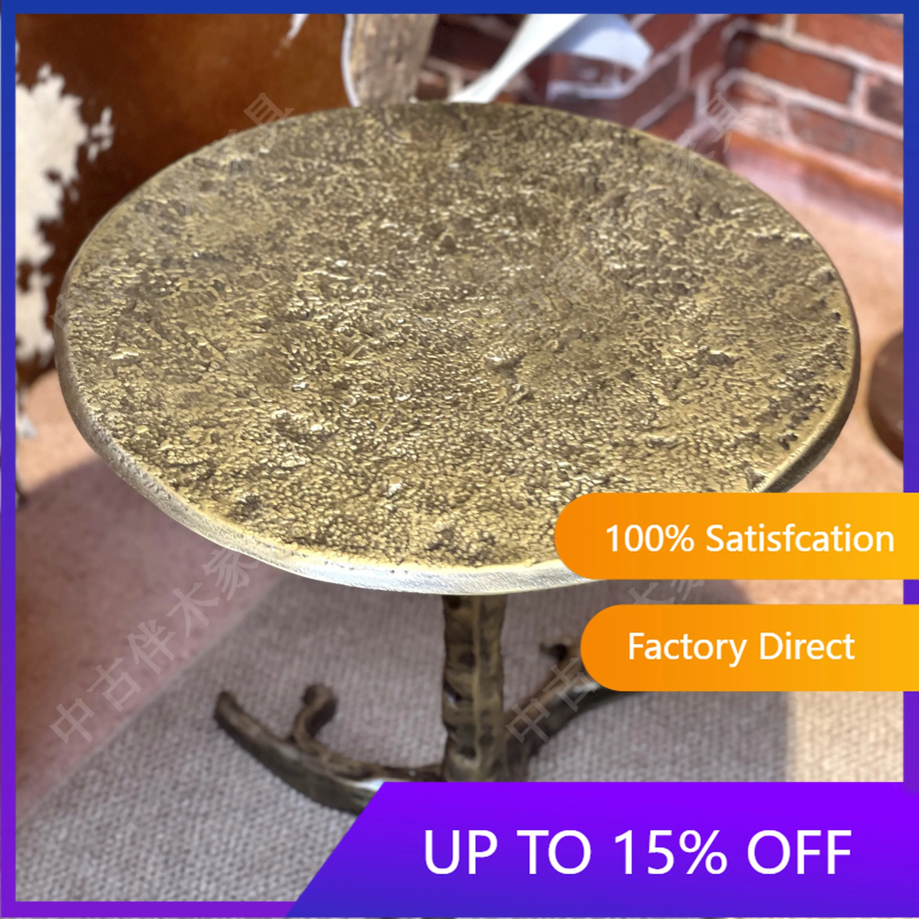 

Q Medieval style handmade aluminum carving coffee table retro sofa side table living room small apartment coffee table