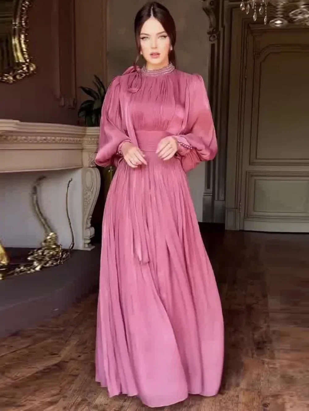 Eid Silky Muslim Dress for Women Ramadan Jalabiya Party Dresses Abaya Robe Morocco Dubai Abayas Kaftan Islam Vestidos Largos