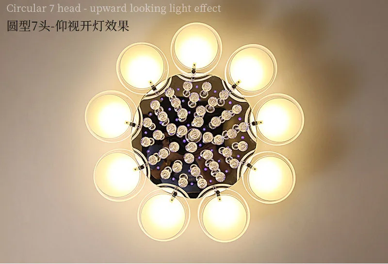 Multi-head crystal ceiling lamp modern living room luxury bedroom study chandelier LED smart restaurant interior decoration ligh