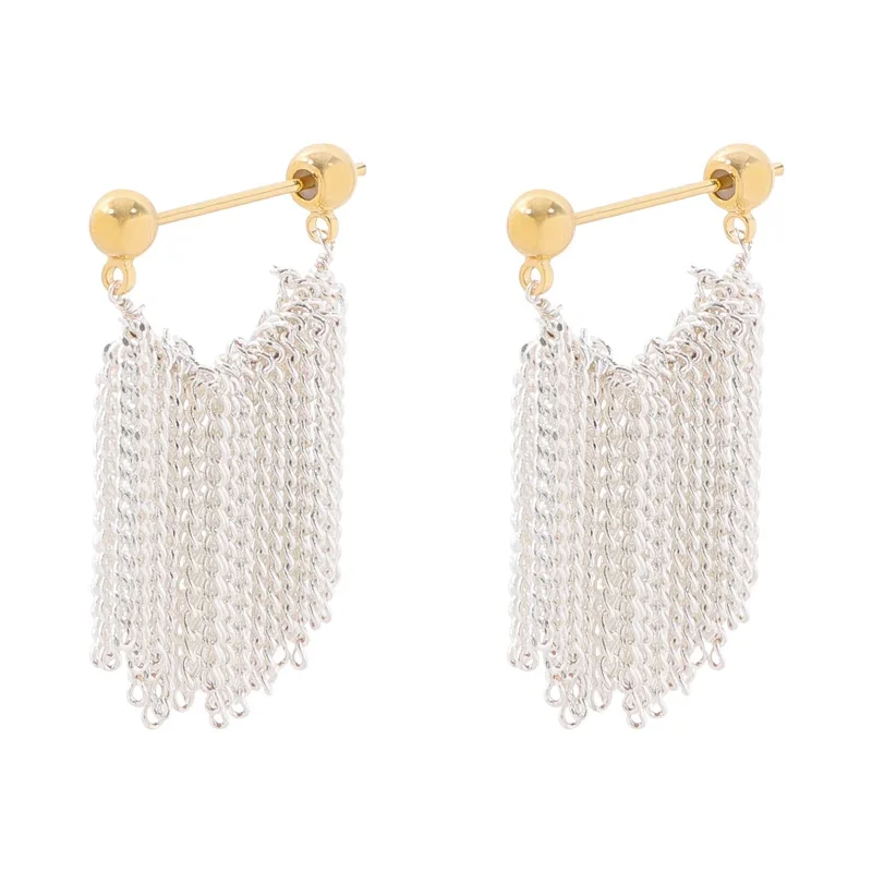 High-end Bright Galaxy Waterfall Tassel Earrings Female Exquisite