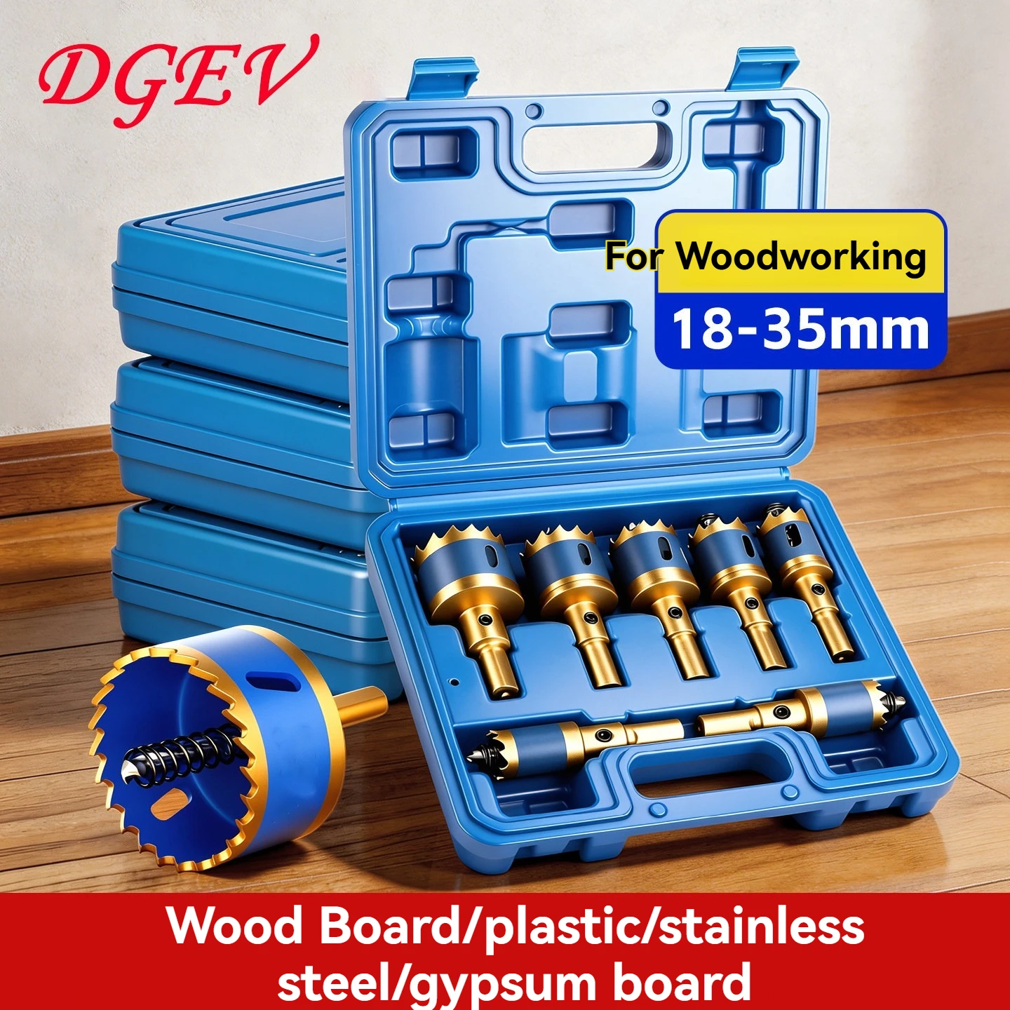 Holzbearbeitungs-Lochsägen-Set, Elektrobohrer-Speziallochsäge, Bohrer für Holzplatten, Edelstahl, Gipskarton-Bohrwerkzeug – Detail 9
