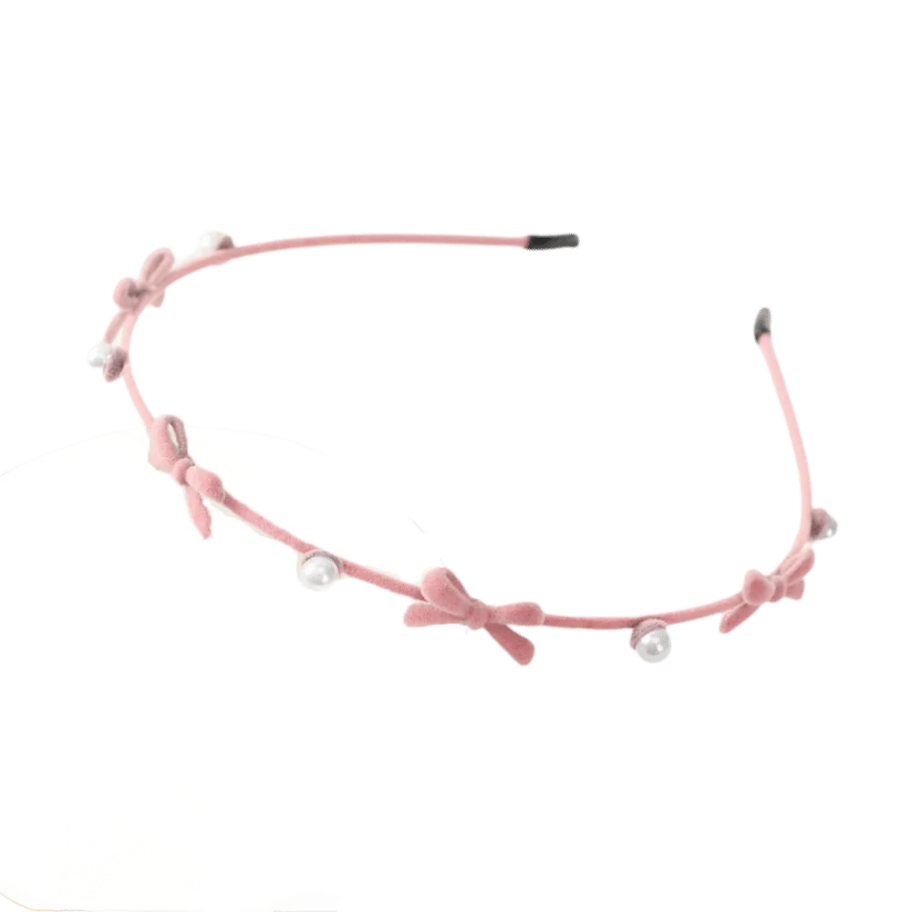 

Fairy Pearl Bow Hairband Alloy Plush Flower Headband Thin Fairy Women Hair Hoop Headdress