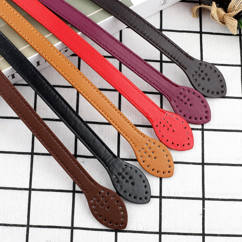 2pcs Leather Handles Durable Shoulder Bags Detachable Belt Women Leaf Handle Straps DIY Handmade Replacement Handbag Strap 60cm