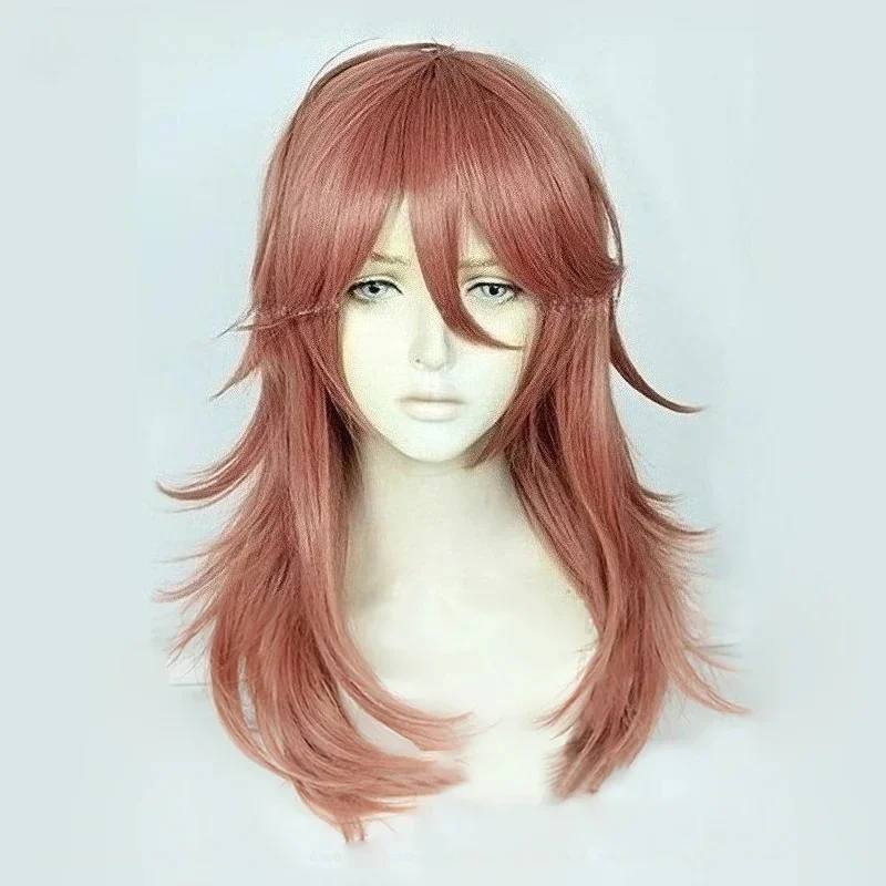 Anime COS ange diable Cosplay perruque ange diable Cosplay 60 cm Orange brun clair Cruly perruques résistant à la chaleur cheveux synthétiques