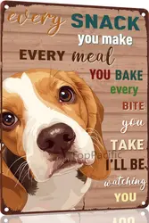 Beagle Metal Vintage 12x8 Inch Tin Sign Decor Dog Every Snack You Make We'll Be Watching You Funny Dog Retro Aluminum Sign f