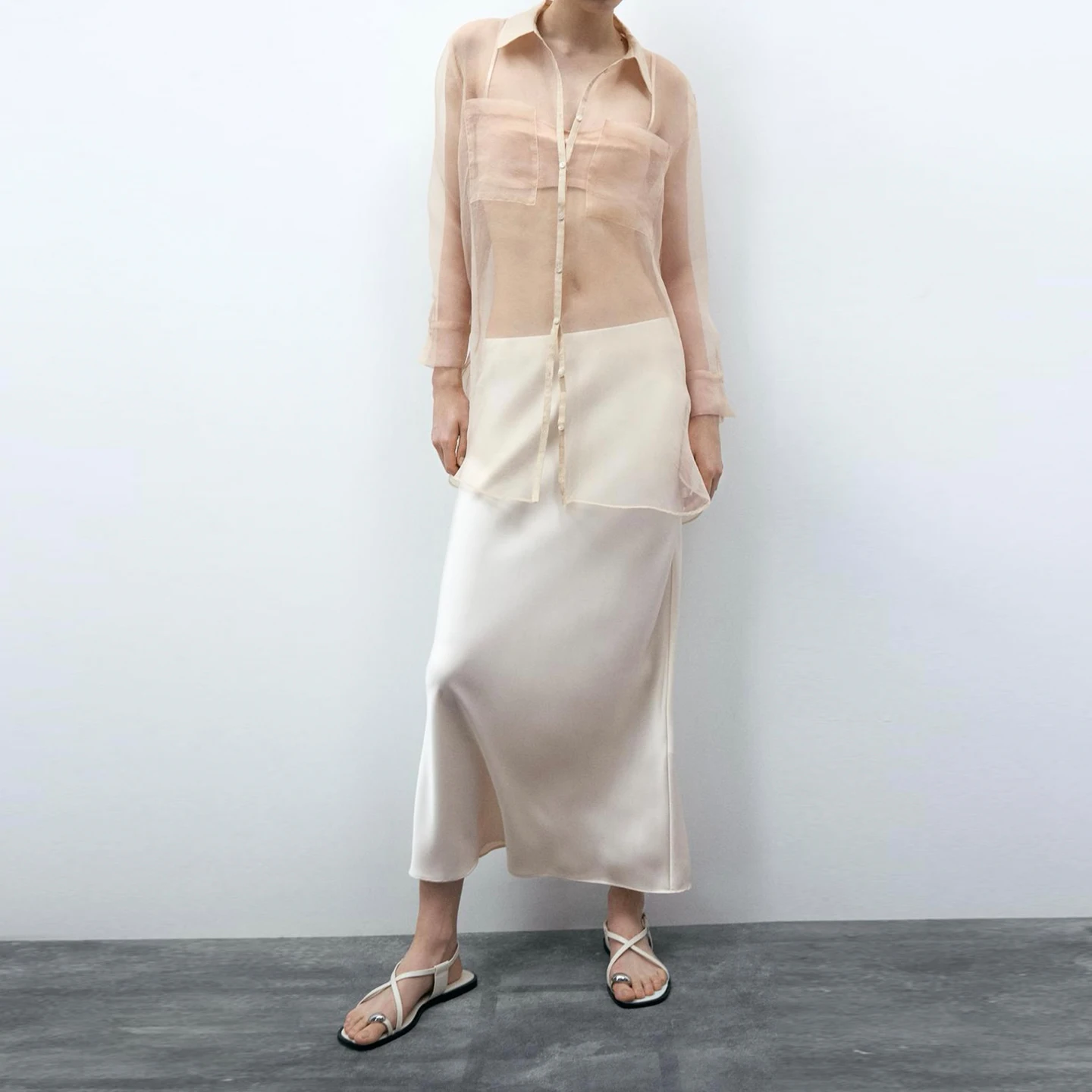 Gonna longuette dritta con trama in raso di seta Faion da donna Semplice Sle Autunno Nuovo arrivo Gonna a trapezio a vita alta Abbigliamento casual