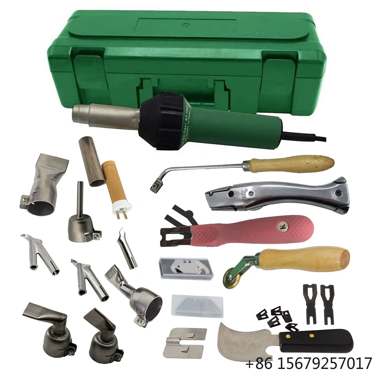1600W Professional Heat Gun Kit PVC Roofing Welding Tools Plastic Welder Hot Air Torch with 8pcs Nozzles Groover Flooring Tools