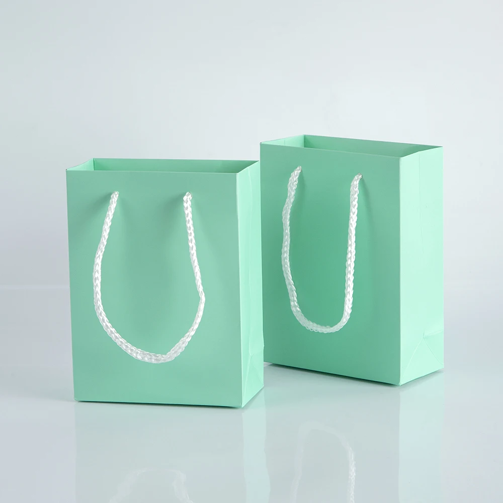 New Blue Shopping Bags With Rope Handles Kraft Paper Bags For Christmas Wedding Clothes Shoes Gift Box Bussiness Packaging