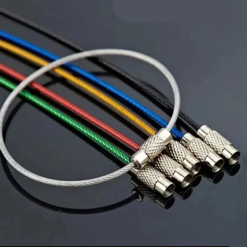 Colored Stainless Steel Wire Key Ring Cable Screw Lock EDC Key Chain Camping Luggage Tag Outdoor Gadgets image 5