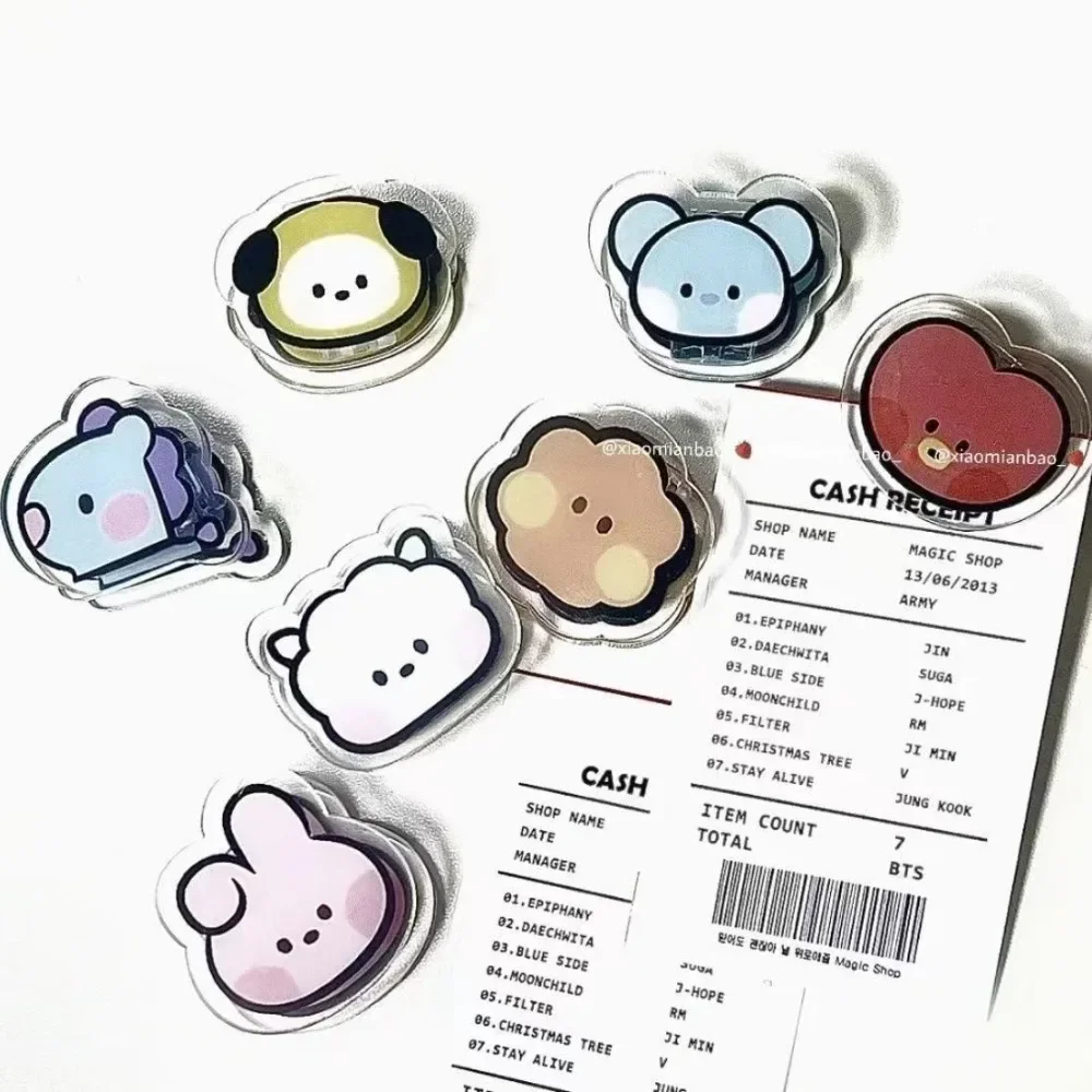 Kawaii BT21 Memo Clip Acrylic Storage Notebook Double-sided Clip Office Student Portable PP Clip COOKY KOYA TATA Anime Gift Toys - view 4