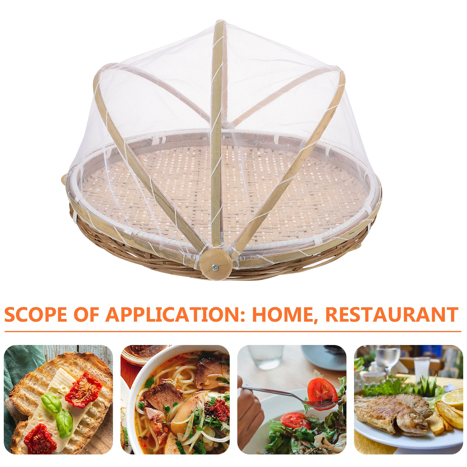 

1Pcs Bamboo Woven Dustpan Anti-Mosquito Round Drying Basket Diameter 42cm Multi-Function Kitchen Storage Household