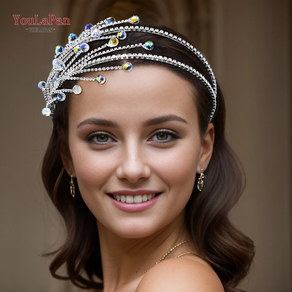 YouLaPan sposa strass cerchio per capelli da sposa accessori per capelli da sposa signore splendido copricapo gioielli per banchetti regalo per