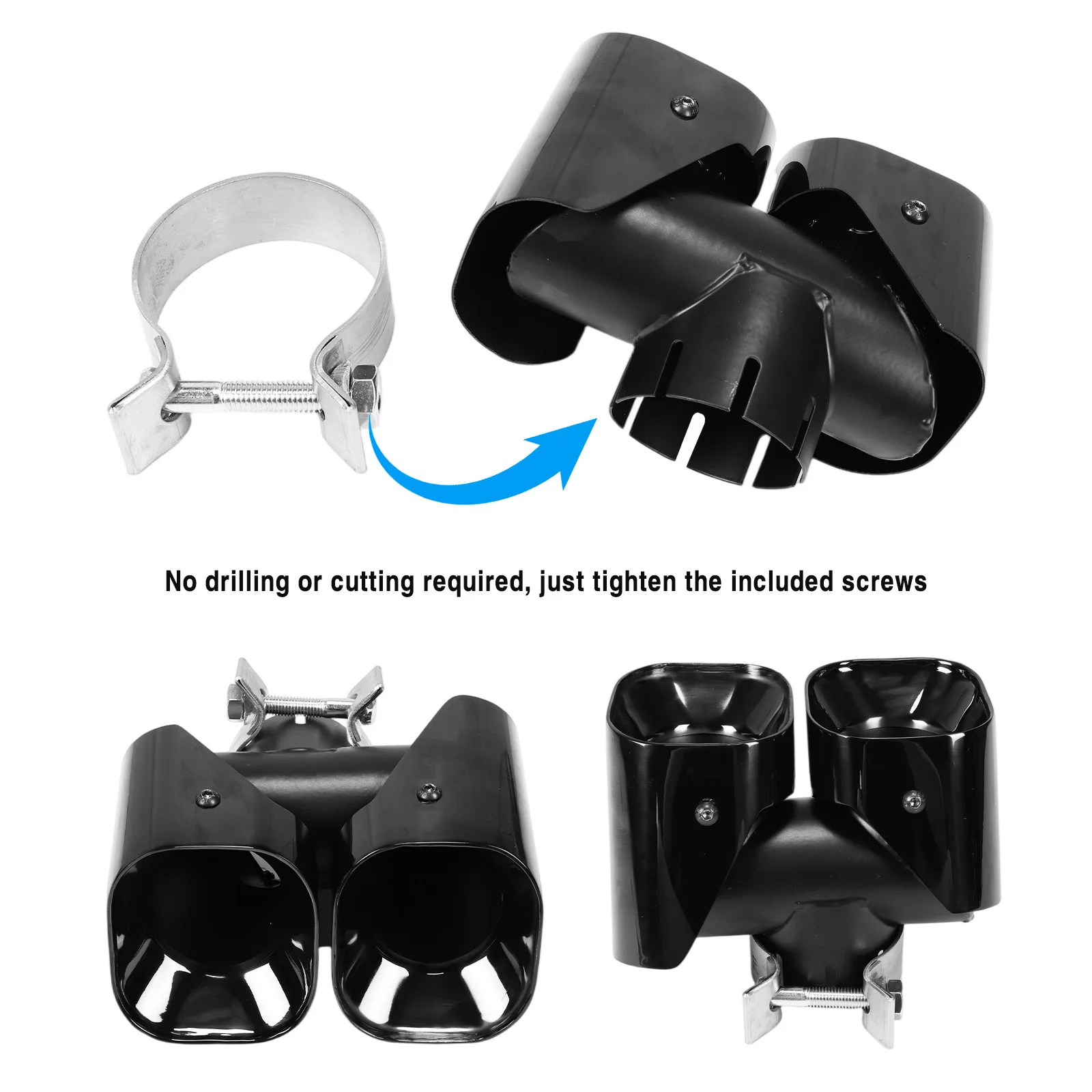 مجموعة حواف ماسورة العادم ملحقات ديكور خارجية ماسورة خلفية خلفية للسيارة من الفولاذ المقاوم للصدأ لسيارة لاند روفر ديفندر 90/110/130 20-25