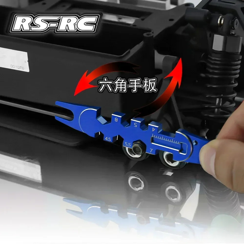 1 STKS Rood/Blauw sleutel RC auto klimmen auto platte running off-road voertuig schokdemper removal tool moer multifunctionele sleutel