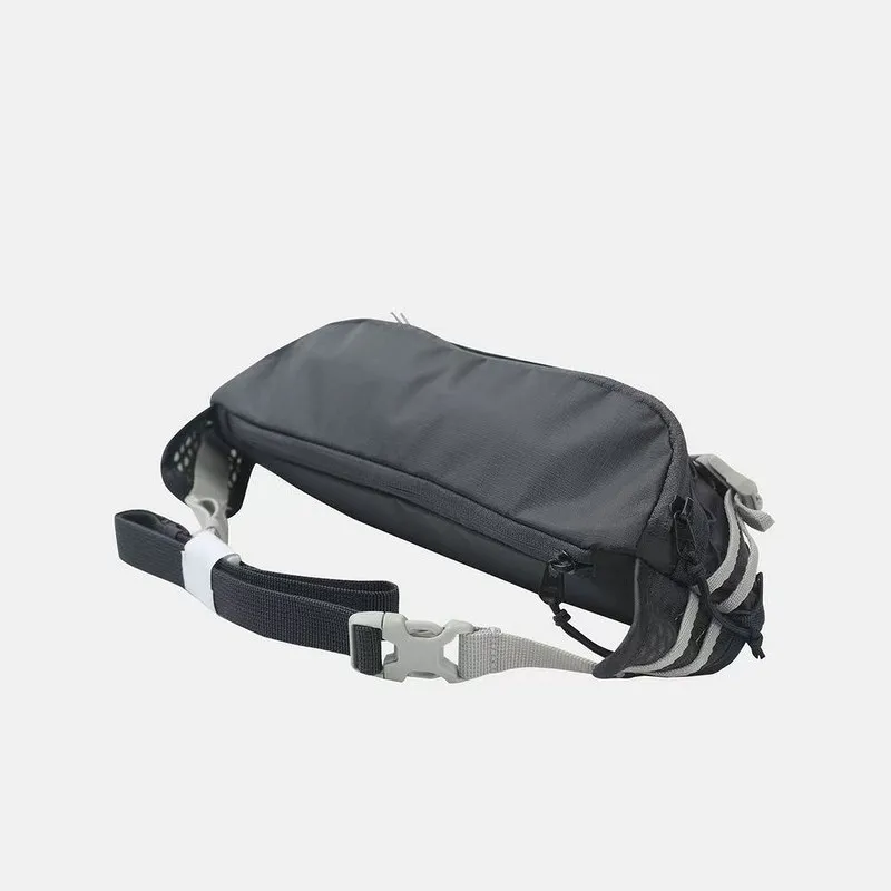 2026 New Adidas KY7937 Black Waist Bag Grid Fabric Zipper Pocket Detachable Strap Outdoor Travel Running Fanny Pack