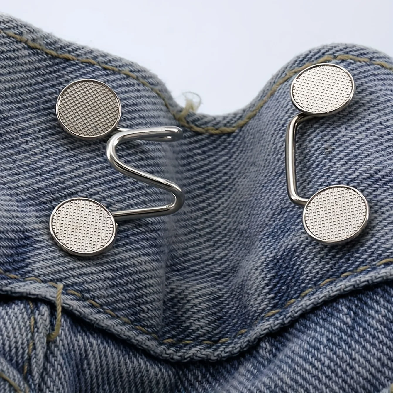 2pcs/1Set Extender Button Adjustable Waist Buckle Set Jean Button Pins Perfect Fit Instant for Tighten Waist Jeans No Sewing But