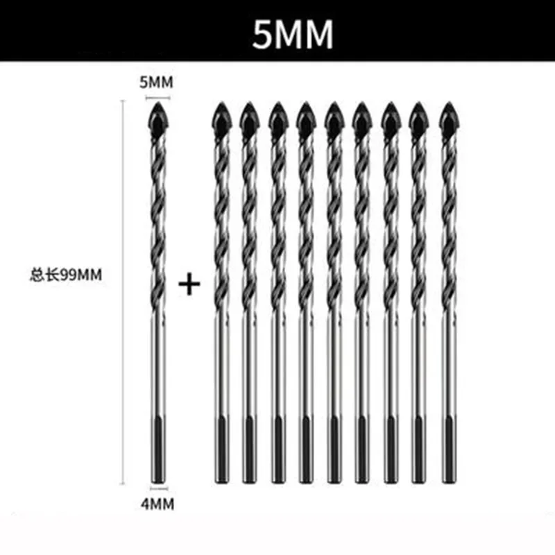 10pcs 3mm 4mm 5mm Multi-functional Glass Drill Bit Triangle  Bits For Ceramic Tile Concrete  Marble