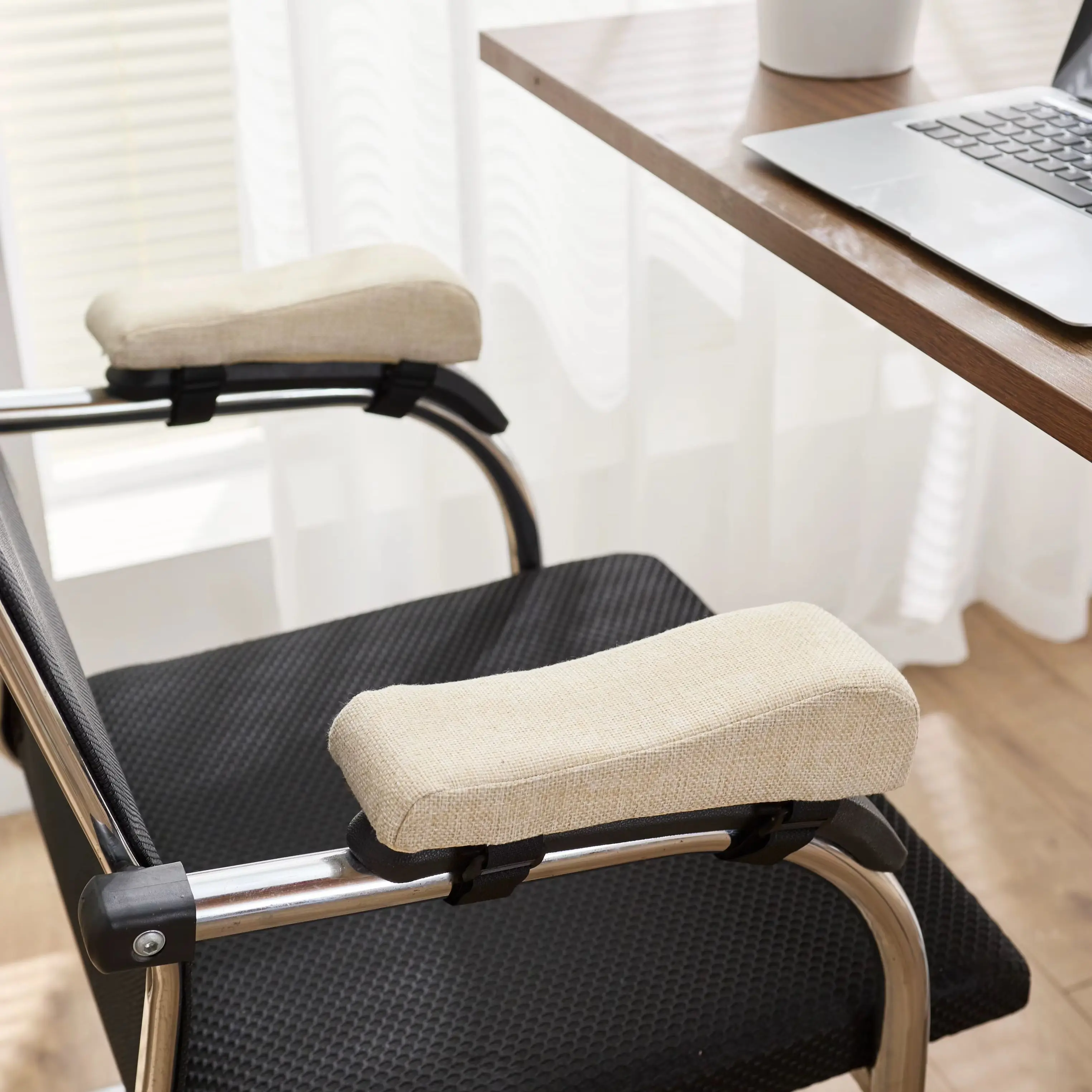 Office Chair Armrest Pads PU Foam Elbow Pillow, Ergonomic Soft Cushion for Desk Chair Armrest, Anti-slip Strap, Comfort Support