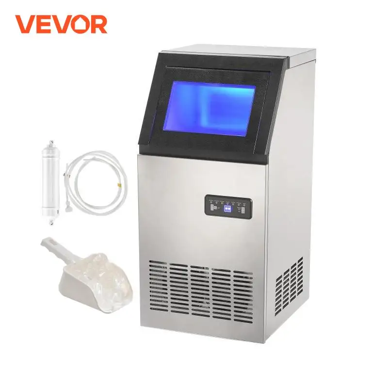 

VEVOR Commercial Ice Maker 100lbs/24H Ice Maker Machine 45 Ice Cubes in 12-15 Minutes Freestanding Cabinet Ice Maker LED Display