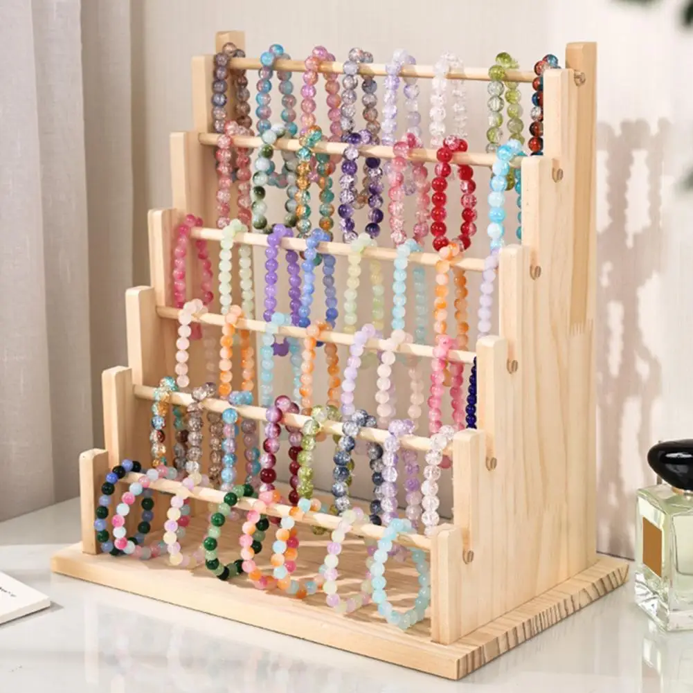 

Visible Jewelry Showcase Rustic Wooden Jewelry Stand with Removable Rod for Bracelet Display Log Design Jewelry for Accessories