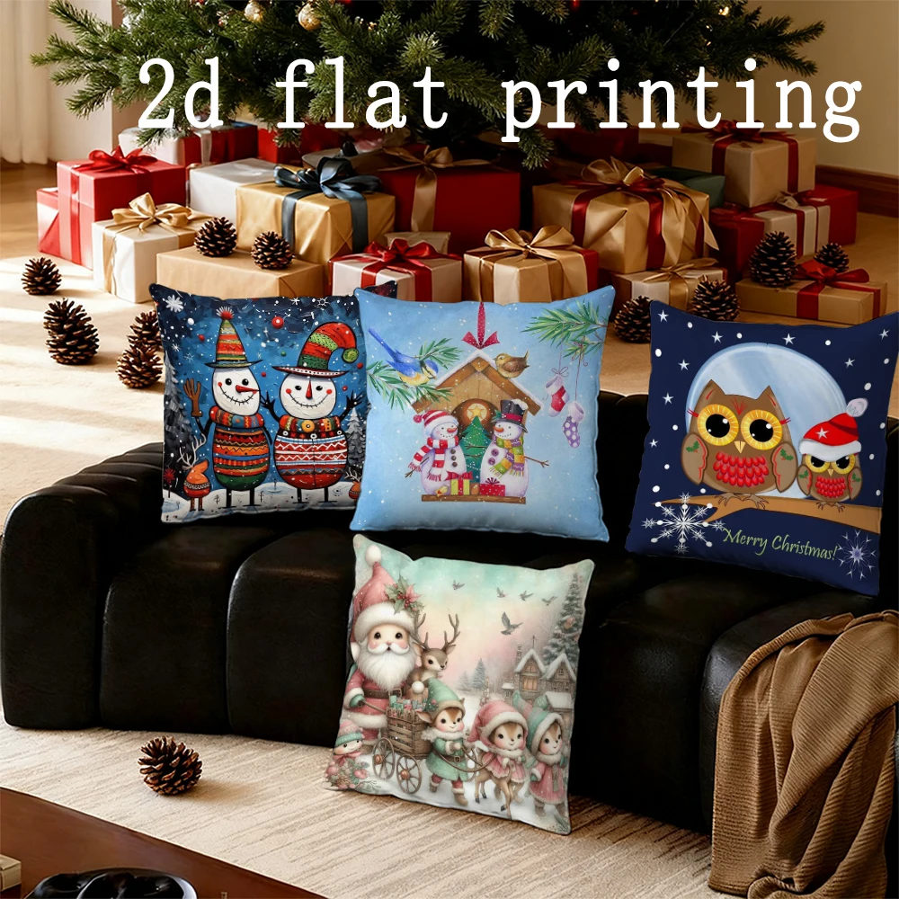

Набор чехлов для домашнего декора с рождественской тематикой, подходящий для дивана, спальни, автомобиля, наволочка, прямоугольная подушка для спины