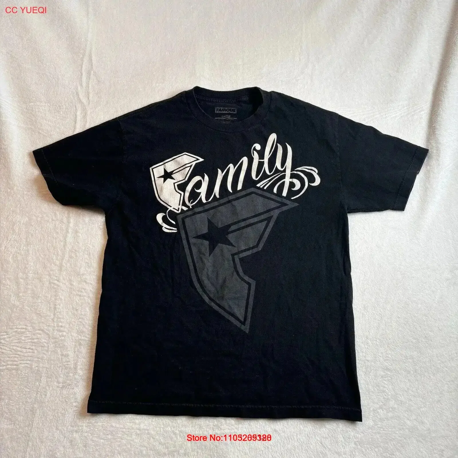 Famous Stars and Straps Family Y2K Black  T Shirt Men's Large vintage Washed designer clothes Breathable homme Soft Stretched