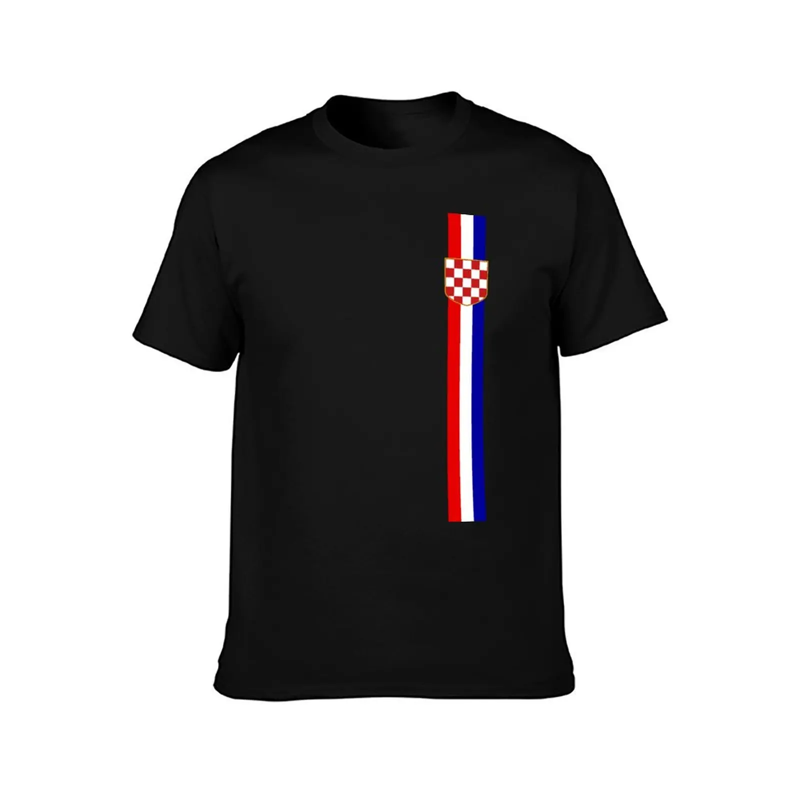 Croatia crest with tri-colour strip Hrvatska T-Shirt Summer Casual Cotton Tee Oversized Streetwear Tops Vintage Graphic Print