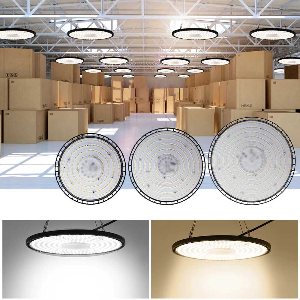 UFO-Luz LED de bahía alta, iluminación Industrial resistente al agua IP65, 70W, 100W, 150W, para garaje, gimnasio, almacén de fábrica